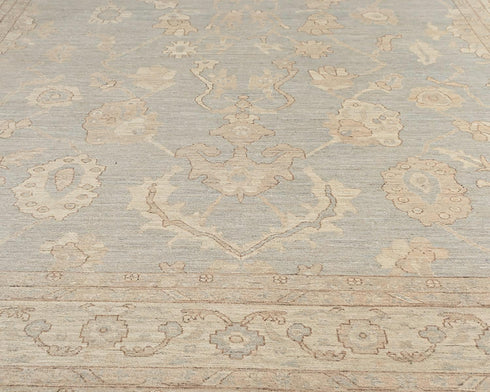 12x14 Zeigler Muted Gray Afghan Hand Knotted Wool Area Rug
